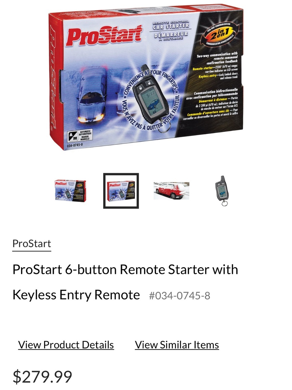 NEW 6-Button Remote Starter with Keyless Entry Remote - Black